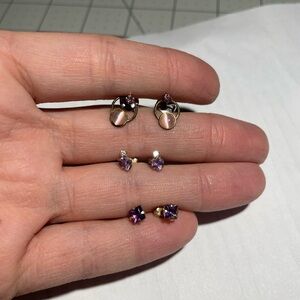 Elegant Purple and Pink Earrings Set